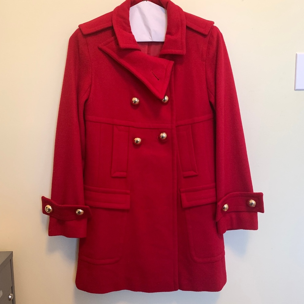 Via Spiga Red Wool Military Style Winter Coat